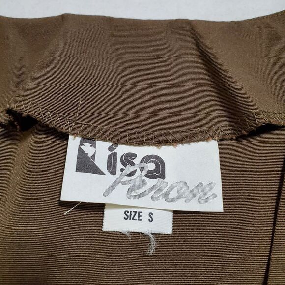 Vintage 70s Lisa Peron Blouse Size S High Fashion Origami Top Muted Green Womens - Picture 7 of 8